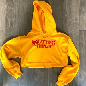 EUC “Squatting Things” cropped hoodie
